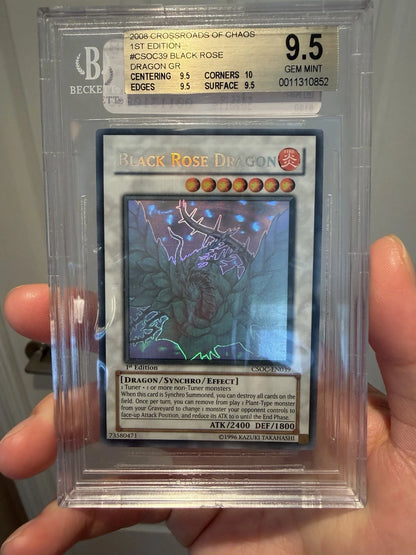 Yugioh Black Rose Dragon 1st Edition Ghost Rare BGS 9.5 Q+ GEM MINT