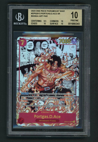 One Piece TCG Portgas D Ace OP02-013 Manga BGS Pristine 10
