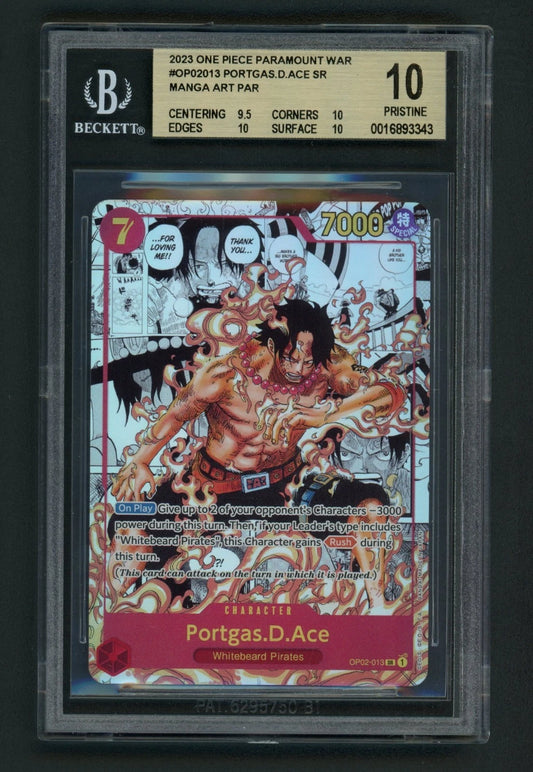 One Piece TCG Portgas D Ace OP02-013 Manga BGS Pristine 10
