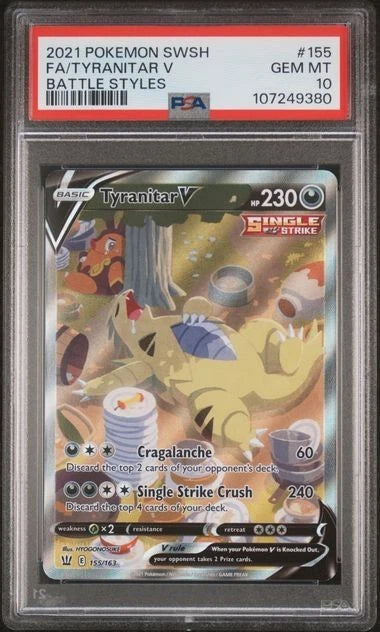 Pokemon Tyranitar V Battle Styles 155/163 Alternate Art PSA 10