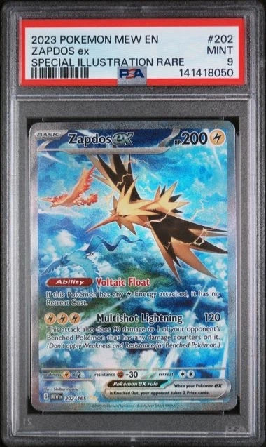 Pokemon 2023 Pokemon Mew EN Zapdos EX SIR #202 PSA 9