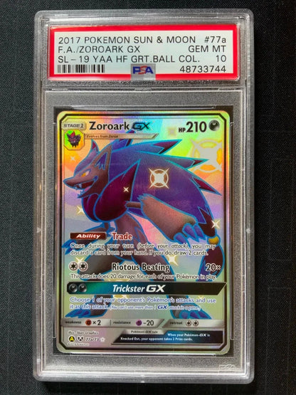 Pokemon 2017 S&M F.A./Zoroark GX SL - 19 YAA HF GRT.BALL COL. #77a PSA 10 GEM MT