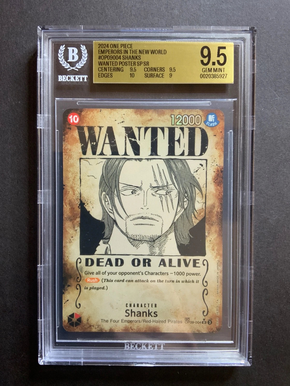 One Piece TCG Emperors In The New World Shanks Wanted Poster SP SR #OP09 BGS 9.5