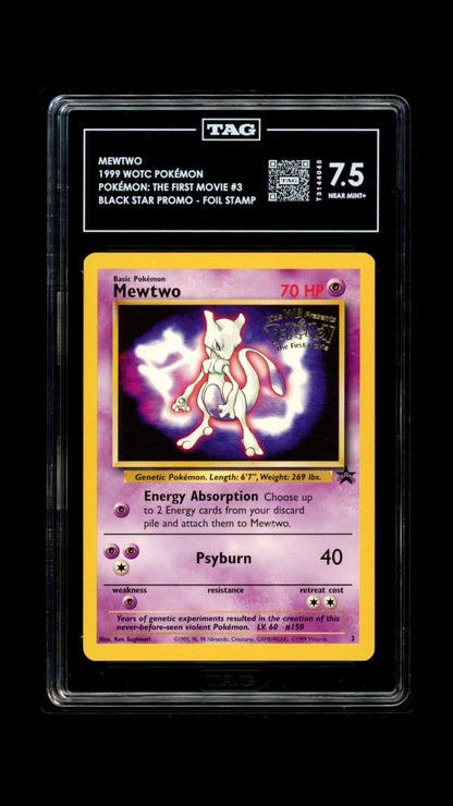 Pokemon Mewtwo 1999 WOTC The First Movie #3 Black Star Promo Foil Stamp TAG 7.5
