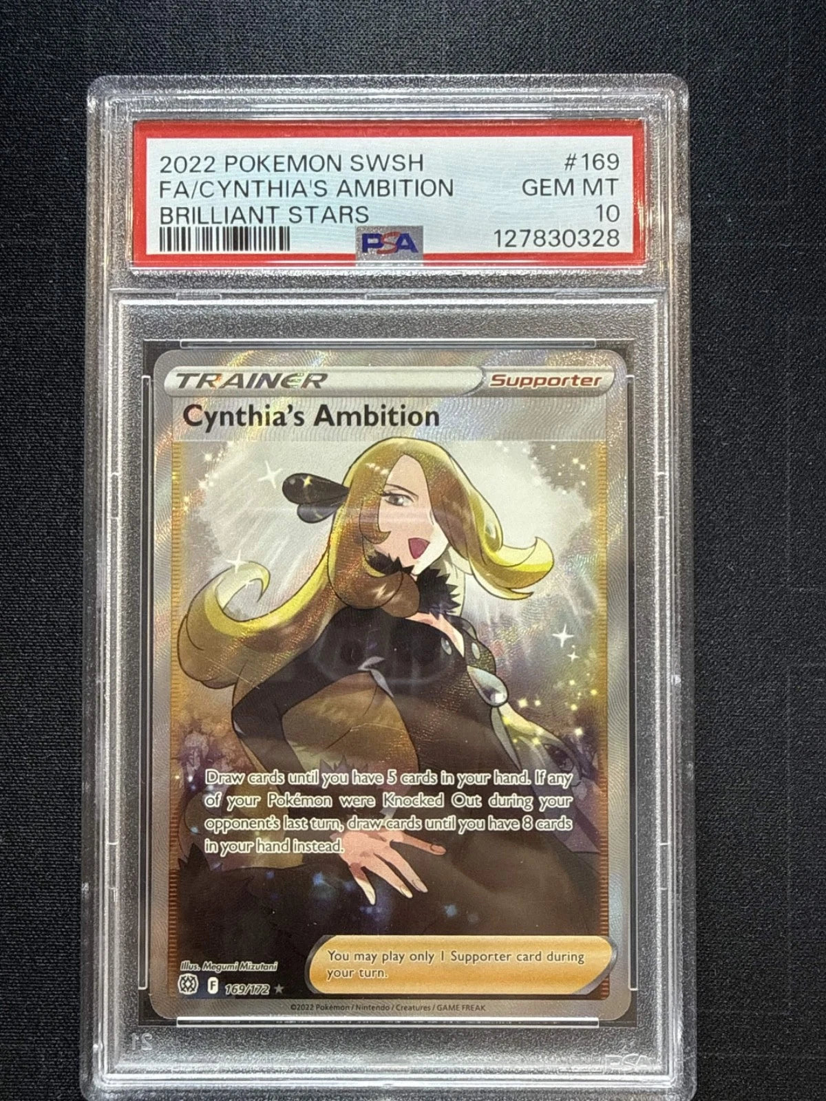 Pokemon 2022 SWSH FA/ Cynthia’s Ambition Brilliant Stars #169 PSA 10