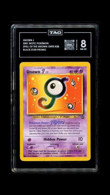 Pokemon Unown J 2001 WOTC Spell of The Unknown #38 Black Star Promo TAG 8