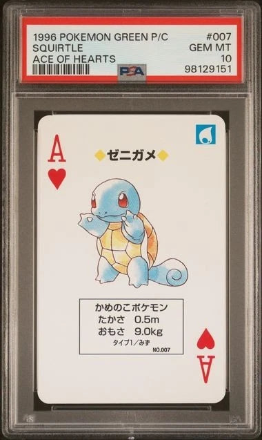 Pokemon Squirtle Green Playing Card Ace of Hearts PSA 10