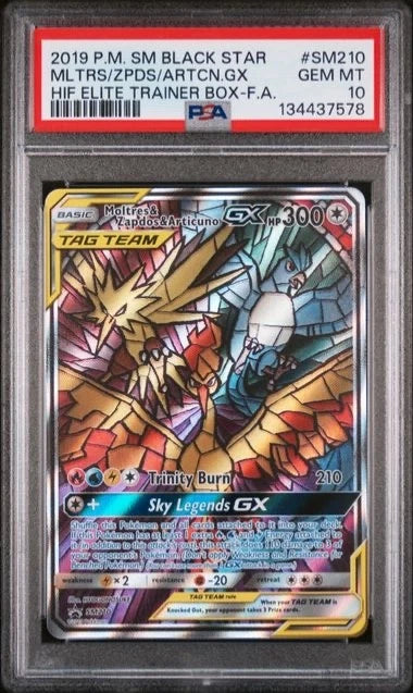 Pokemon 2019 P.M. SM Black Star Moltres / Zapdos / Articuno GX #SM2 10 PSA 10