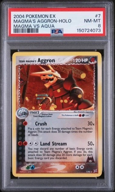 Pokemon 2004 Pokemon EX Magma’s Aggron Holo Magma Vs Aqua #7 PSA 8