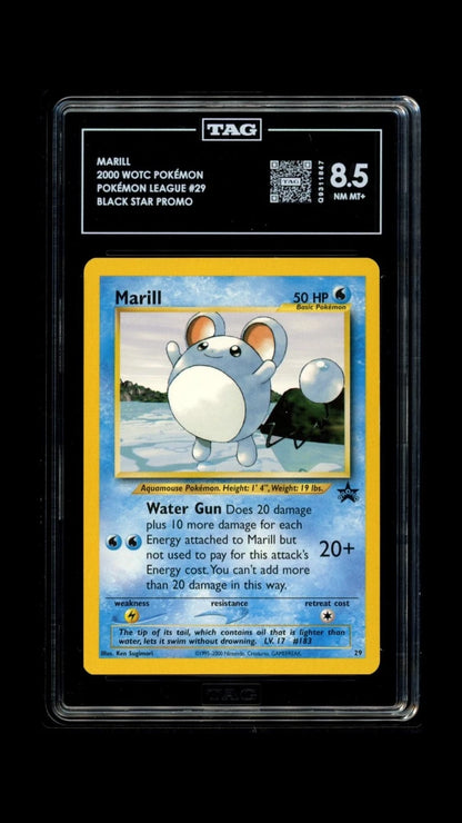 Pokemon Marill 2000 WOTC Pokemon League #29 Black Star PromoTAG 8.5