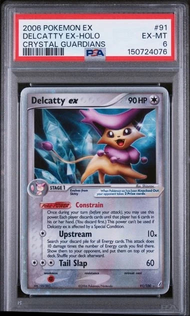 Pokemon 2006 Pokemon EX Delcatty EX Holo Crystal Guardians #91 PSA 6