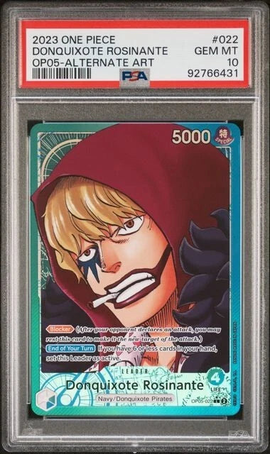One Piece TCG Donquixote Rosinante LEADER OP05-022 Alternate Art PSA 10