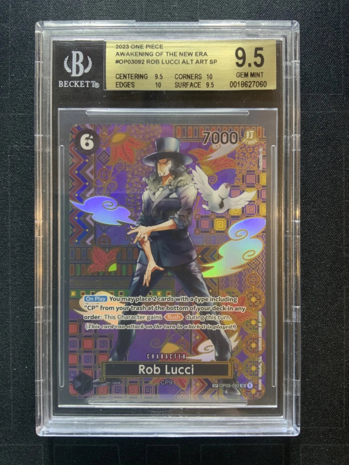 One Piece TCG 2023 #OP03092 Rob Lucci Alt Art SP BGS 9.5 Gem Mint