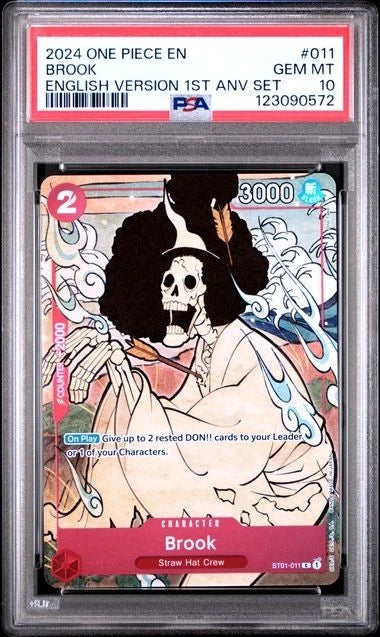 One Piece TCG - Brook OP01-011 1st Anniversary English PSA 10