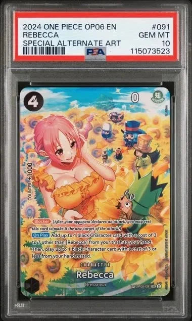 One Piece TCG 2024 One Piece OP06 EN Rebecca Special Alternate Art #091 PSA 10