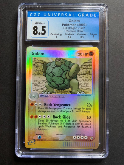 Pokemon Golem Reverse Holo EX Dragon 5/97 CGC 8.5