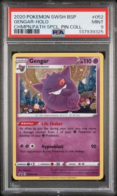 Pokemon 2020 Pokemon SWSH BSP Gengar Holo Chmpn. Path SPCL. Pin Coll #052 PSA 9