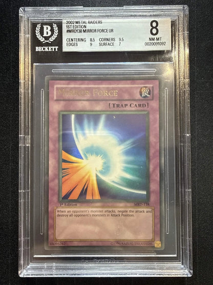 Yugioh Metal Raiders 1ST Edition #MRD138 Mirror Force UR BGS 8