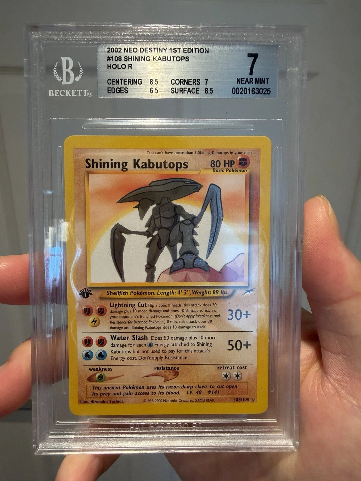 Pokemon Shining Kabutops 1st Edition Neo Destiny BGS 7 NEAR MINT
