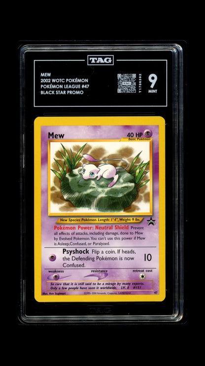 Pokemon Mew 2002 WOTC Pokemon League #47 Black Star Promo TAG 9