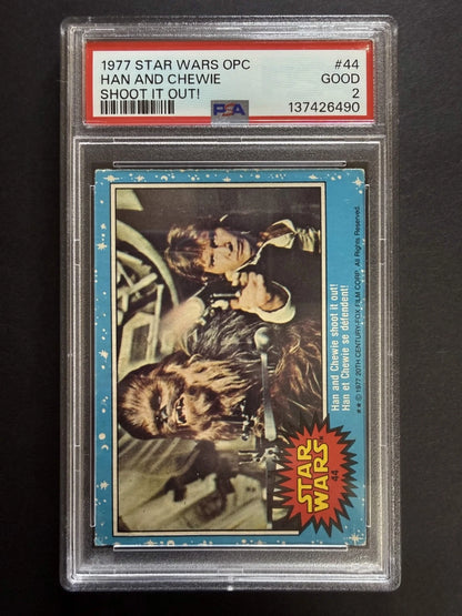 1977 Star Wars OPC Han And Chewie Shoot It Out! #44 PSA 2