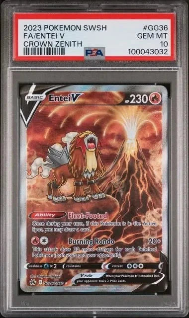 Pokemon 2023 Pokemon SWSH FA/Entei V Crown Zenith #GG36 PSA 10 GEM MT
