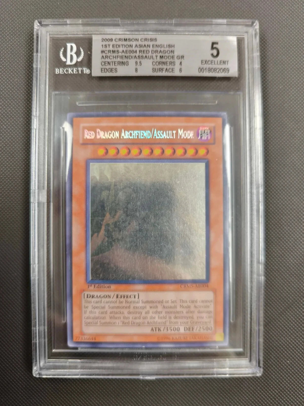 Yugioh Red Dragon Archfiend/ Assault Mode 1st Ed CRMS-AE004 Ghost Rare BGS 5