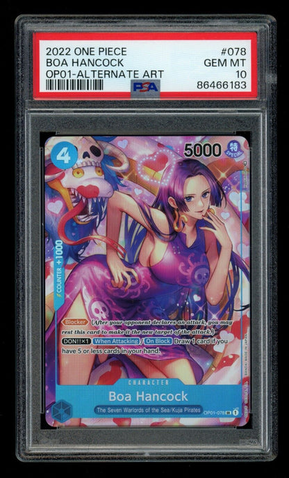 ONE PIECE Boa Hancock Alternate Art Op01-078 PSA 10