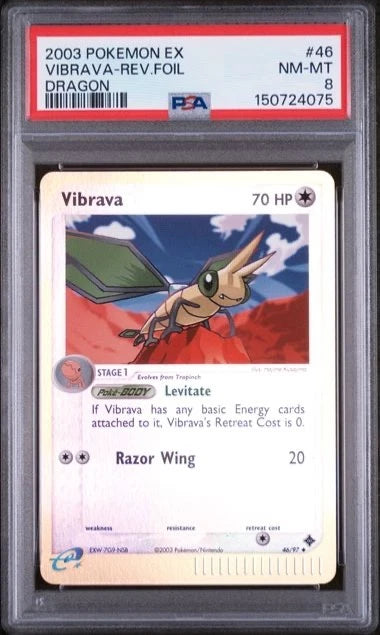 Pokemon 2003 Pokémon EX Vibrava Rev. Foil Dragon #46 PSA 8