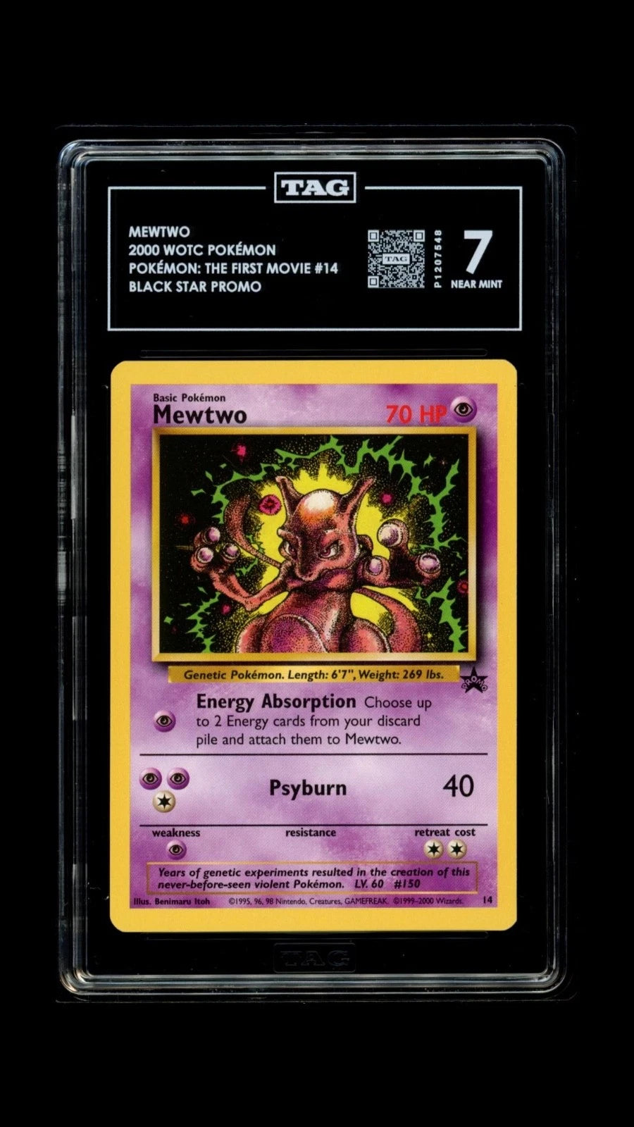 Pokemon Mewtwo 2000 WOTC The First Movie #14 Black Star TAG 7 NEAR MINT