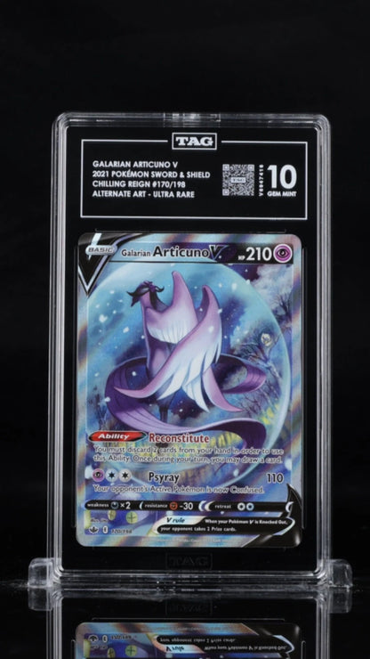 Pokemon Galarian Articuno V 2021 S&S Chilling Reign #170/198 AA - UR TAG 10 GM