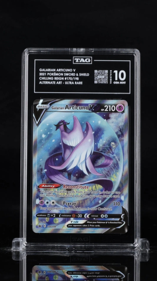 Pokemon Galarian Articuno V 2021 S&S Chilling Reign #170/198 AA - UR TAG 10 GM