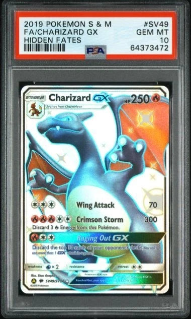 Pokemon 2019 Pokemon S & M FA/ Charizard GX Hidden Fates #SV49 PSA 10