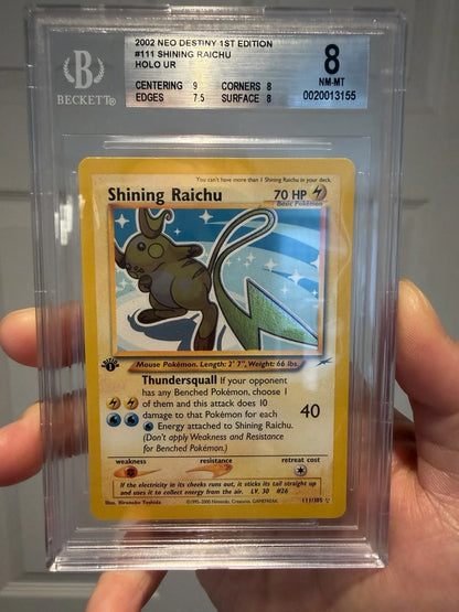 Pokemon Shining Raichu 1st Edition Neo Destiny BGS 8 NM - Mint