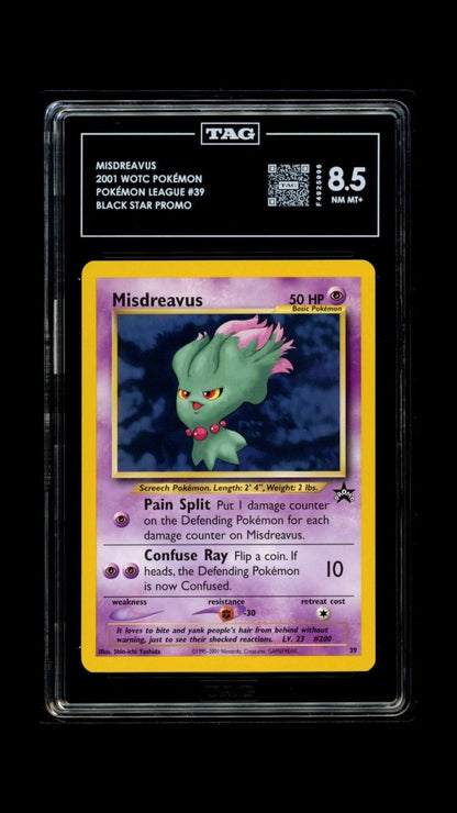 Pokemon Misdreavus 2001 WOTC Pokémon League #39 Black Star Promo TAG 8.5 NM MT+
