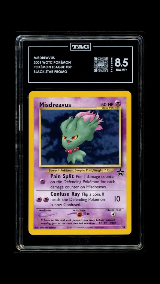 Pokemon Misdreavus 2001 WOTC Pokémon League #39 Black Star Promo TAG 8.5 NM MT+
