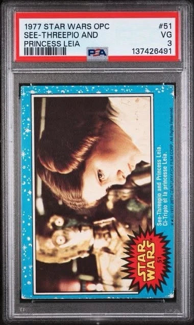 1977 Star Wars OPC See-Threepio And Princess Leia #51 PSA 3