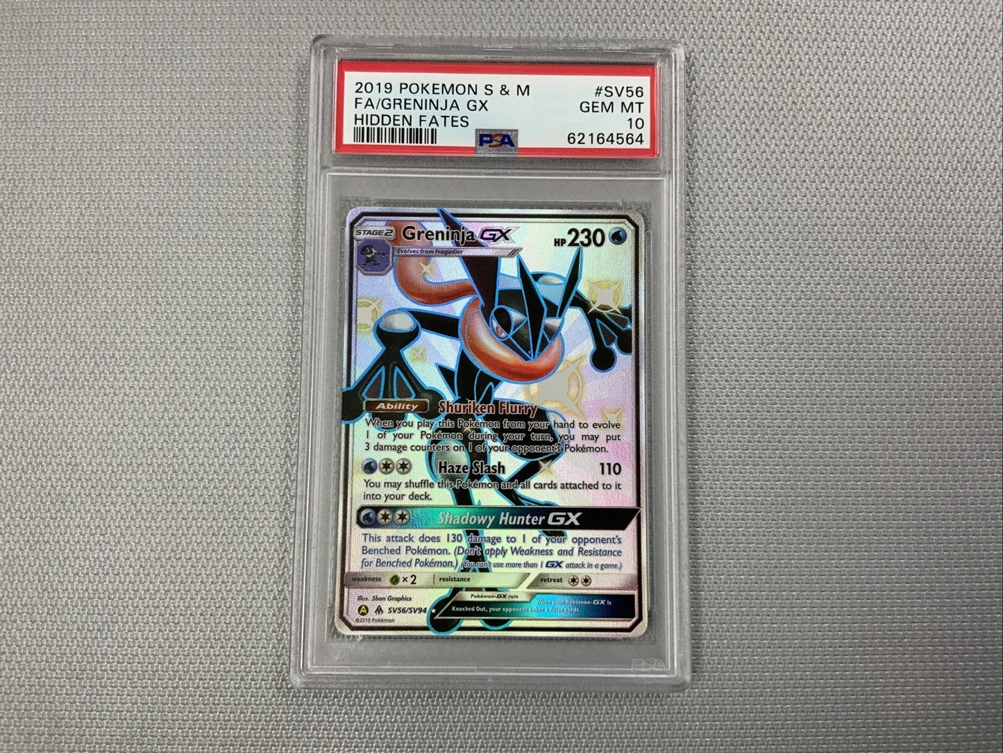 Pokemon Greninja GX SV56/SV94 Hidden Fates Shiny PSA 10