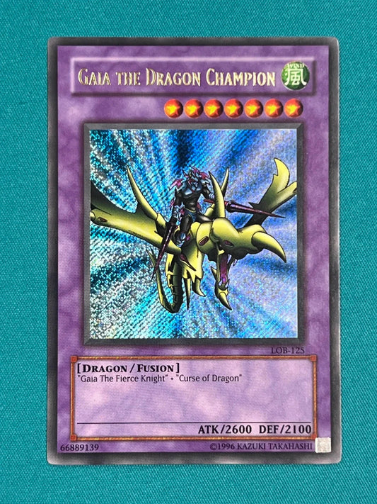 Yugioh Gaia The Dragon Champion LOB-125 Secret Rare LP GOLD NAME