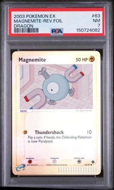 Pokemon 2003 Pokemon EX Magnemite Rev. Foil Dragon #63 PSA 7