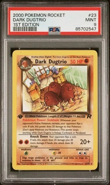 Pokemon Dark Dugtrio 23/82 1st Edition Team Rocket Common PSA 9