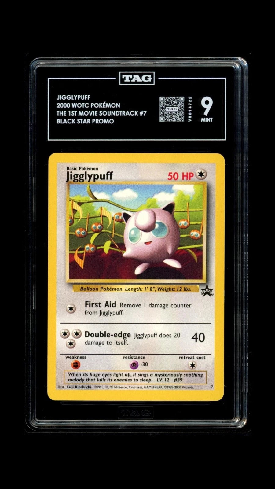 Pokemon Jigglypuff 2000 WOTC The 2st Movie Soundtrack Black Star Promo TAG 9