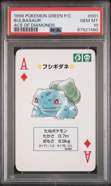 Pokemon Bulbasaur Green Playing Card Ace of Diamonds PSA 10