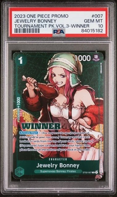 One Piece TCG - Jewelry Bonney Tournament Pack Vol 3 Winner ST02-007 PSA 10