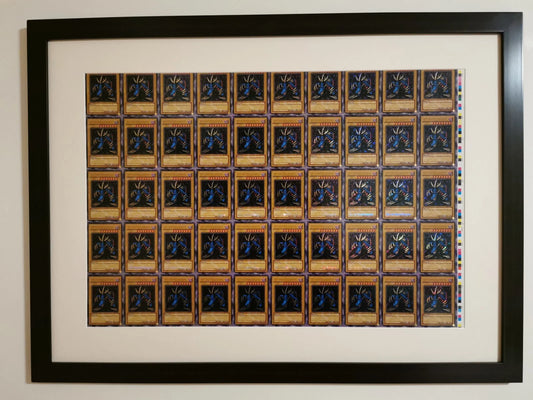 Yugioh Misprint LOB Tri Horned Dragon uncut sheet 1st edition (EN and IT) Framed