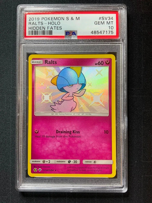 Pokemon 2019 Pokemon S & M Ralts - Holo Hidden Fates #SV34 PSA 10 GEM MT