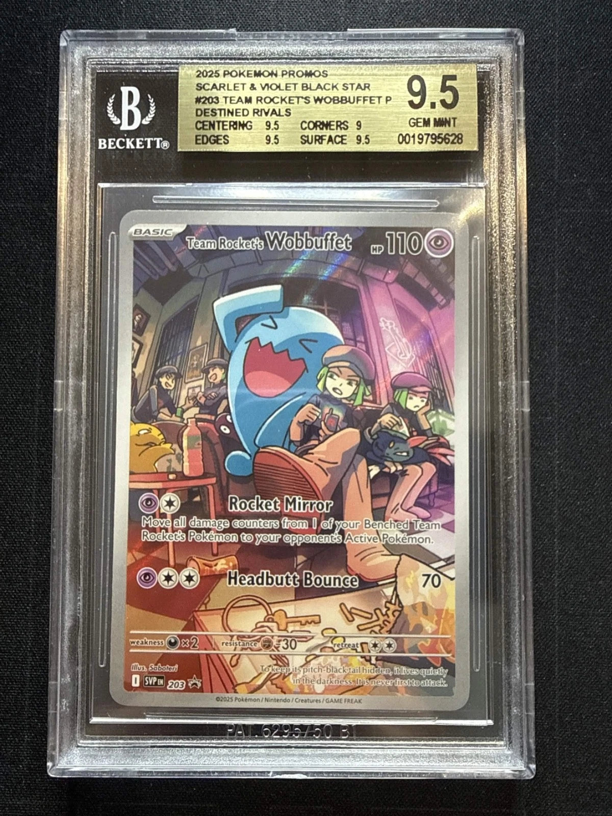 Pokemon Promos Scarlet & Violet Black Star Team Rocket’s Wobbuffet #203 BGS 9.5