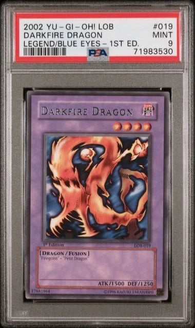Yugioh 2002 Yu Gi Oh! LOB Darkfire Dragon Legend/Blue Eyes - 1ST ED. #019 PSA 9