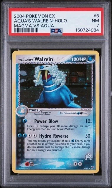 Pokemon 2004 Pokémon EX Aqua’s Walrein Holo Magma VS Aqua #6 PSA 7