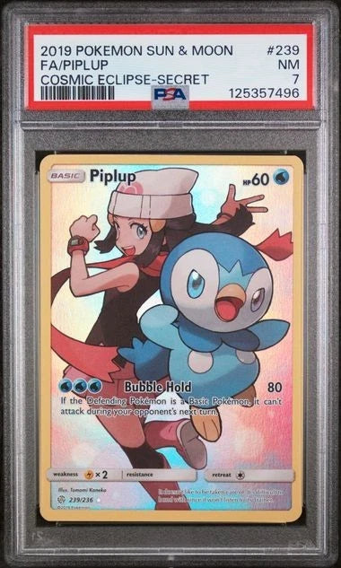 Pokemon Piplup 239/236 Cosmic Eclipse Secret Rare PSA 7